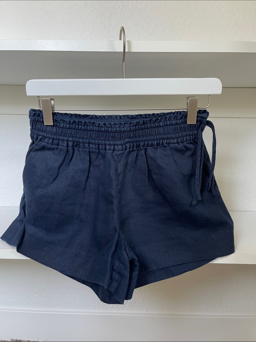 J. Crew Navy Drawstring Linen-Blend Shorts